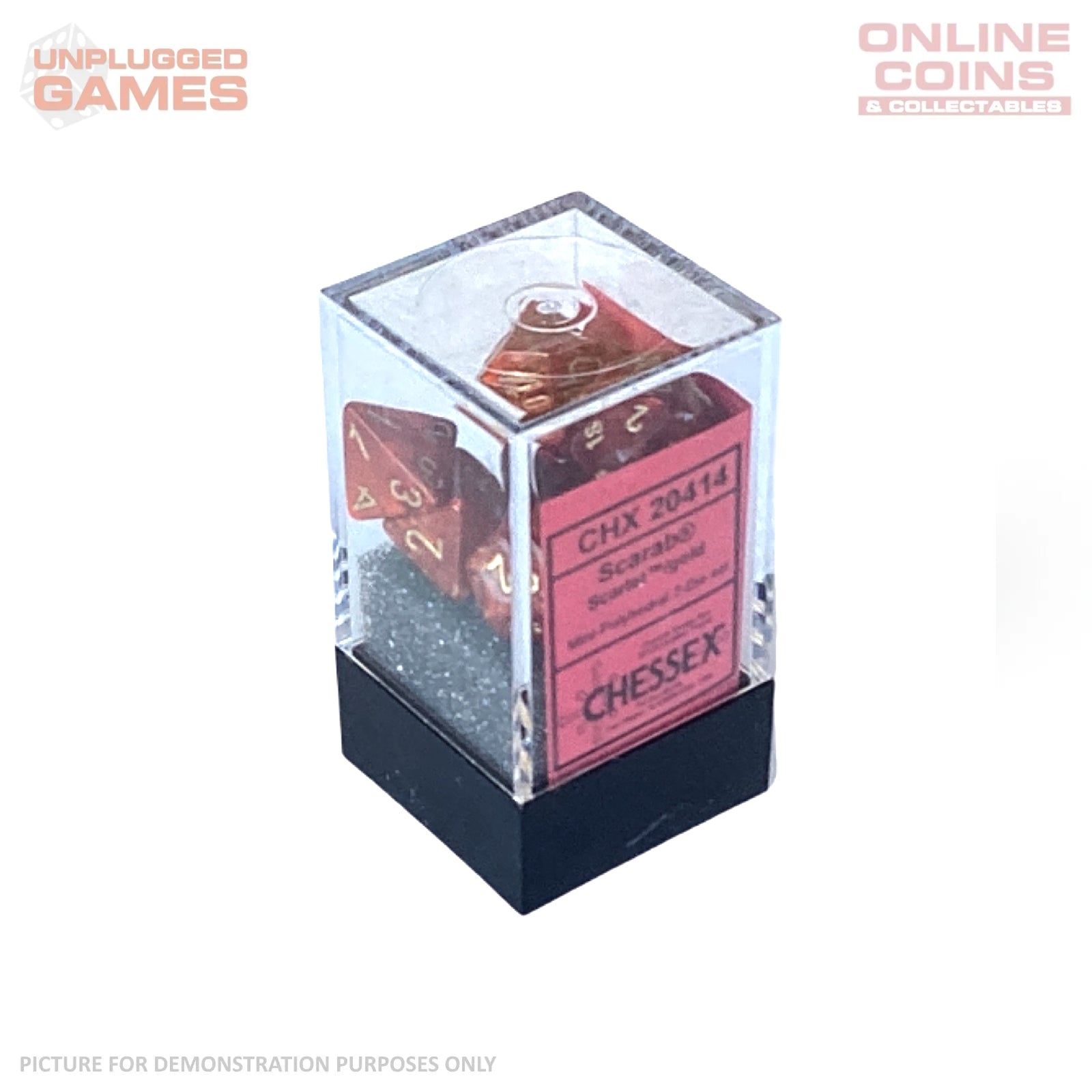 CHESSEX Mini 7-Die Set - Scarab Scarlet/Gold